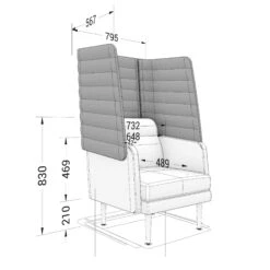 ARCIPELAGO Sofa | 1-Sitzer, Hohe Rückenlehne, Bezugsstoffe BERTA / SYNERGY -Möbel Pro Verkauf 1 Sitzer Sessel ARCIPELAGO mit Sichtschutz 4