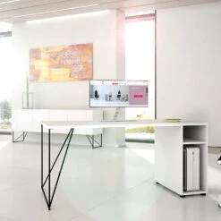 AIR Schreibtisch | 1600 - 1800 Mm, Rechnerfach, Perlgrau -Möbel Pro Verkauf AIR Schreibtisch Rechnerfach Perlgrau Groesse und Farbe waehlbar Tisch Buerotisch Arbeitsplatz Architektentisch Homeofficetisch Coworking Gamingtisch 33