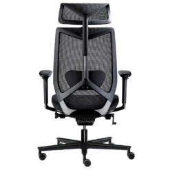 MESH 6 Bürodrehstuhl Mit Kopfstütze | Lordostenstütze, Netzrücken, Schwarz -Möbel Pro Verkauf ATOFFICE MESH 6 Buerodrehstuhl mit Kopfstuetze Lordostenstuetze Netzruecken Schwarz 2