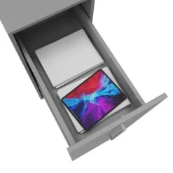 BOXI Apothekerschrank | 3 Schubfächer, 420 X 800 Mm, Perlgrau -Möbel Pro Verkauf Abschliessbarer BOXI Apothekerschrank BxTxH 42 x 80 x 109 cm Hochcontainer Vollauszug auf leicht laufender Teleskopfuehrung und Softclose Perlgrau 3