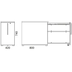 BOXI Apothekerschrank | 2 Schubfächer, 420 X 800 Mm, Ahorn -Möbel Pro Verkauf Abschliessbarer BOXI Apothekerschrank BxTxH 42 x 80 x 74 cm Hochcontainer Auszug rechts oder links Ahorn 5