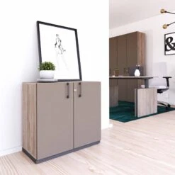 CHOICE Flügeltürenschrank | 2 OH, 800 X 760 Mm, Nordeiche Grau / Cubanitgrau