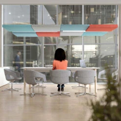 MODUS Akustik-Deckensegel | Vertikal, Komplettsystem, Wollbezug VELITO - Grün / Grau -Möbel Pro Verkauf Akustik Deckenpaneel MODUS vertikal Komplettsystem Akustikplatten Paneel Filz Absorber Segel Akustik Absorber 4