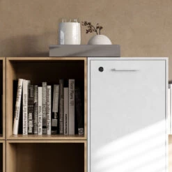 BRALCO RAIL Highboard | 2,5 OH, 1600 X 400 Mm, Eiche Hellgrau -Möbel Pro Verkauf BRALCO RAIL Highboard BxTxH 160 3 x 40 x 102 5 cm 2 abschliessbare Fluegeltueren 2 Fachboeden 4 offene Faecher Eiche Massivholz Gestell 2 Schloesser Farbkombination waeh 19 3