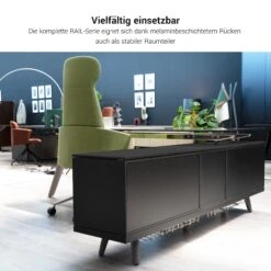 BRALCO RAIL Highboard | 2,5 OH, 1600 X 400 Mm, Eiche Hellgrau -Möbel Pro Verkauf BRALCO RAIL Highboard BxTxH 160 3 x 40 x 102 5 cm 2 abschliessbare Fluegeltueren 2 Fachboeden 4 offene Faecher Eiche Massivholz Gestell 2 Schloesser Farbkombination waehl 9 3