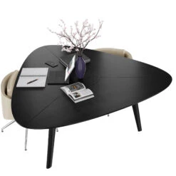 BRALCO RAIL Besprechungstisch | Dreieckig, 1794 X 1716 Mm (6 Personen), Echtholz, Eiche Schwarz -Möbel Pro Verkauf BRALCO RAIL Italienischer Designer Besprechungstisch Dreieckig BxTxH 179 4 x 171 6 x 75 cm 6 Personen Echtholzfurnier Tischplatte Eiche Massivholz Gestell Optional mit inte 2