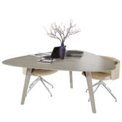 BRALCO RAIL Besprechungstisch | Dreieckig, 1794 X 1716 Mm (6 Personen), Echtholz, Eiche Hellgrau