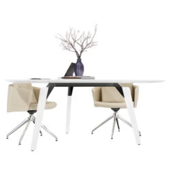 BRALCO RAIL Besprechungstisch | Dreieckig, 1794 X 1716 Mm (6 Personen), Echtholz, Eiche Weiß -Möbel Pro Verkauf BRALCO RAIL Italienischer Designer Besprechungstisch Dreieckig BxTxH 179 4 x 171 6 x 75 cm 6 Personen Echtholzfurnier Tischplatte Eiche Massivholz Gestell Optional mit inte 4 2