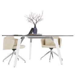 BRALCO RAIL Besprechungstisch | Dreieckig, 1794 X 1716 Mm (6 Personen), Grau Getönte Glas-Tischplatte -Möbel Pro Verkauf BRALCO RAIL Italienischer Designer Besprechungstisch Dreieckig BxTxH 179 4 x 171 6 x 75 cm 6 Personen Glastischplatte Eiche Massivholz Gestell Farbe waehlbar Konferenztis 2