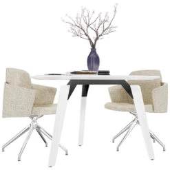 BRALCO RAIL Besprechungstisch | Rund, 1200 - 1600 Mm (4 - 6 Personen), Echtholz, Eiche Weiß -Möbel Pro Verkauf BRALCO RAIL Italienischer Designer Besprechungstisch Echtholzfurnier Tischplatte Eiche Massivholz Gestell Eiche Weiss Elektrifizierung moeglich Konferenztisch Echtholztisch 19