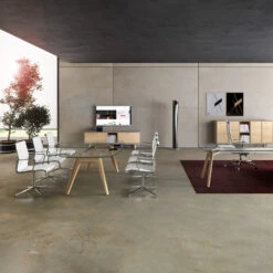 BRALCO RAIL Besprechungstisch | Bootsform, 2400 X 1200 X 750 Mm (8 Personen) | Glas-Tischplatte -Möbel Pro Verkauf BRALCO RAIL Italienischer Designer Besprechungstisch Glastischplatte Eiche Massivholz Gestell Tischplattenart Farbe Gestell waehlbar Konferenztisch Massivholztisch Glastis 13