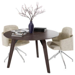 BRALCO RAIL Besprechungstisch | Rund, 1200 - 1600 Mm (4 - 6 Personen), Echtholz, Eiche Carbon