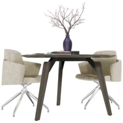 BRALCO RAIL Besprechungstisch | Rund, 1200 - 1600 Mm (4 - 6 Personen), Echtholz, Eiche Dunkelgrau -Möbel Pro Verkauf BRALCO RAIL Italienischer Designer Besprechungstisch Groesse waehlbar Echtholzfurnier Tischplatte Eiche Massivholz Gestell Eiche Dunkelgrau Elektrifizierung moeglich Konferenz 5