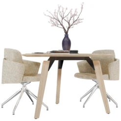 BRALCO RAIL Besprechungstisch | Rund, 1200 - 1600 Mm (4 - 6 Personen), Echtholz, Eiche Natur -Möbel Pro Verkauf BRALCO RAIL Italienischer Designer Besprechungstisch Groesse waehlbar Echtholzfurnier Tischplatte Eiche Massivholz Gestell Eiche Natur Elektrifizierung moeglich Konferenztisch 5