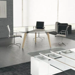 BRALCO RAIL Besprechungstisch | Rund, 1200 - 1600 Mm (4 - 6 Personen), Echtholz, Eiche Schwarz -Möbel Pro Verkauf BRALCO RAIL Italienischer Designer Besprechungstisch Groesse waehlbar Echtholzfurnier Tischplatte Eiche Massivholz Gestell Eiche Schwarz Elektrifizierung moeglich Konferenzti 33