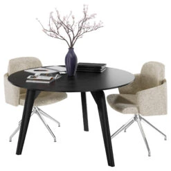 BRALCO RAIL Besprechungstisch | Rund, 1200 - 1600 Mm (4 - 6 Personen), Echtholz, Eiche Schwarz