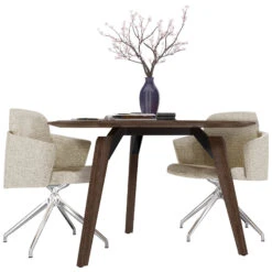 BRALCO RAIL Besprechungstisch | Rund, 1200 - 1600 Mm (4 - 6 Personen), Echtholz, Eiche Tabak -Möbel Pro Verkauf BRALCO RAIL Italienischer Designer Besprechungstisch Groesse waehlbar Echtholzfurnier Tischplatte Eiche Massivholz Gestell Eiche Tabak Elektrifizierung moeglich Konferenztisch 5