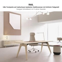 BRALCO RAIL Schreibtisch | 1800 - 2400 Mm | Echtholz, Eiche Hellgrau -Möbel Pro Verkauf BRALCO RAIL Italienischer Designer Schreibtisch Echtholzfurnier Tischplatte Eiche Massivholz Gestell Groesse und Farbe waehlbar Konferenztisch Echtholztisch Schreibtisch Bespr 4 4
