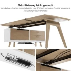 BRALCO RAIL Schreibtisch | 1800 - 2400 Mm, Integriertes Lowboard, Echtholz, Eiche Weiß -Möbel Pro Verkauf BRALCO RAIL Italienischer Designer Schreibtisch mit integriertem Lowboard Abschliessbare Schubladen Echtholzfurnier Tischplatte Eiche Massivholz Gestell Elektrifizierung Groes 19 5