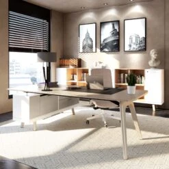 BRALCO RAIL Schreibtisch | 1800 - 2400 Mm, Integriertes Lowboard, Echtholz, Eiche Dunkelgrau -Möbel Pro Verkauf BRALCO RAIL Italienischer Designer Schreibtisch mit integriertem Lowboard Abschliessbare Schubladen Echtholzfurnier Tischplatte Eiche Massivholz Gestell Elektrifizierung Groes 25 4