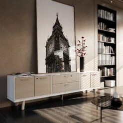 BRALCO RAIL Lowboard | 1,5 OH, 2400 X 400 Mm, Eiche Dunkelgrau -Möbel Pro Verkauf BRALCO RAIL Lowboard BxTxH 240 9 x 40 x 62 5 cm 2 Paar Fluegeltueren mit Echtholzfurnier 2 mittlere Schubladen Eiche Massivholz Gestell 3 Schloesser Farbkombination waehlb 18 4