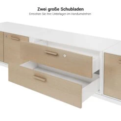 BRALCO RAIL Lowboard | 1,5 OH, 2400 X 400 Mm, Eiche Weiß -Möbel Pro Verkauf BRALCO RAIL Lowboard BxTxH 240 9 x 40 x 62 5 cm 2 Paar Fluegeltueren mit Echtholzfurnier 2 mittlere Schubladen Eiche Massivholz Gestell 3 Schloesser Farbkombination waehlb 20