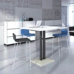 MOON Barhocker | Stapelbar, 4-Fuß-Gestell, Gepolsterte Sitzfläche, Polyesterbezug BERTA -Möbel Pro Verkauf Barhocker Edelstahl Tresen Barmoebel Stuhl Hocker Theken Farbwahl Barstuhl MOON Bezug LUCIA 5