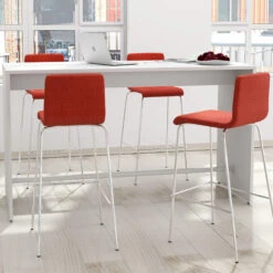 MOON Barhocker | Stapelbar, 4-Fuß-Gestell, Gepolsterte Sitzfläche, Wollbezüge VELITO / SYNERGY -Möbel Pro Verkauf Barhocker Edelstahl Tresen Barmoebel Stuhl Hocker Theken Farbwahl Barstuhl MOON 2