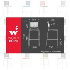 WAIT Barhocker | Stapelbar, 4-Fuß-Gestell, Bezugsstoffe BERTA / LUCIA / VELITO / SYNERGY -Möbel Pro Verkauf Barhocker Edelstahl Tresen Barmoebel Stuhl Hocker Theken Farbwahl Barstuhl WAIT