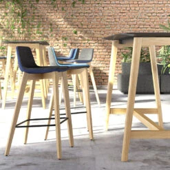 TWIST&SIT Barhocker | Massivholz-Gestell, 735 Mm Sitzhöhe, Wollbezug SYNERGY -Möbel Pro Verkauf Barhocker TWISTundSIT 94 cm Hoehe 4 Fussgestell Echtholz Tresenhocker Hochstuhl Hocker 16 1