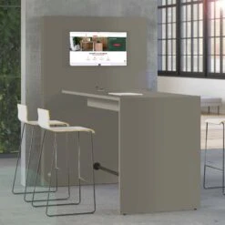 MEDIAWALL Besprechungstisch | Multimedia-Präsentation, Monitorhalterung, Steckdose Integriert, 1932 X 1200 Mm, Cubanitgrau