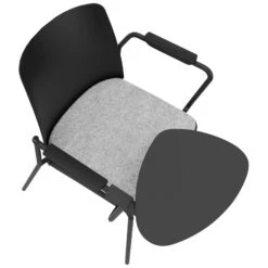 POLYTONE-L Besucher- Und Konferenzstuhl Mit Klapptisch, Farbe Schwarz -Möbel Pro Verkauf Besucher und Konferenzstuhl POLYTONE L mit Klapptisch Sitz aus Polypropylen Kunststoff Pulverbeschichtetes Metallgestell Stuhlfarbe Schwarz 32