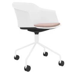 POLYTONE-C Besucher- Und Konferenzstuhl Rollbar | Pyramiden-Gestell, Farbe Weiß -Möbel Pro Verkauf Besucher und Konferenzstuhl POLYTONE auf Rollen Vierrollen Pyramiden Gestell Kunststoff Sitzschale in Weiss 16