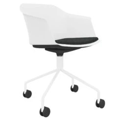 POLYTONE-C Besucher- Und Konferenzstuhl Rollbar | Pyramiden-Gestell, Farbe Weiß -Möbel Pro Verkauf Besucher und Konferenzstuhl POLYTONE auf Rollen Vierrollen Pyramiden Gestell Kunststoff Sitzschale in Weiss 23