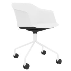 POLYTONE-C Besucher- Und Konferenzstuhl Rollbar | Pyramiden-Gestell, Farbe Weiß -Möbel Pro Verkauf Besucher und Konferenzstuhl POLYTONE auf Rollen Vierrollen Pyramiden Gestell Kunststoff Sitzschale in Weiss 32