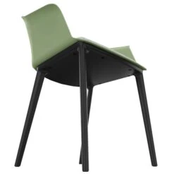 POLYTONE-C Besucher- Und Konferenzstuhl, Farbe Avocadogrün -Möbel Pro Verkauf Besucher und Konferenzstuhl POLYTONE schwarze Kunststoff 4 Fuss Basis Kunststoff Sitzschale in Avocadogruen 42