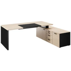BRALCO SILE Schreibtisch Mit Lowboard | 2300 X 1700 Mm, Eiche -Möbel Pro Verkauf Chef Schreibtisch mit Lowboard BRALCO SILE 230 x 170 cm Kabelfuehrung Sideboard Konsole Eiche Designertisch Cheftisch Sideboard Konsole Seitenkonsole 21