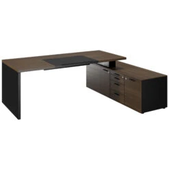 BRALCO SILE Schreibtisch Mit Lowboard | 2300 X 1700 Mm, Nussbaum -Möbel Pro Verkauf Chef Schreibtisch mit Lowboard BRALCO SILE 230 x 170 cm Kabelfuehrung Sideboard Konsole Nussbaum Designertisch Cheftisch Sideboard Konsole Seitenkonsole 21