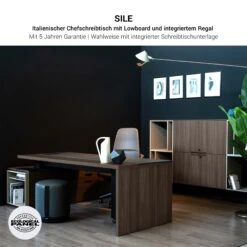 BRALCO SILE Schreibtisch Mit Lowboard | 2300 X 1700 Mm, Nussbaum -Möbel Pro Verkauf Chef Schreibtisch mit Lowboard BRALCO SILE 230 x 170 cm Kabelfuehrung Sideboard Konsole Nussbaum Designertisch Cheftisch Sideboard Konsole Seitenkonsole 39