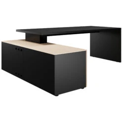 BRALCO SILE Schreibtisch Mit Lowboard | 2300 X 1700 Mm, Schwarz -Möbel Pro Verkauf Chef Schreibtisch mit Lowboard BRALCO SILE 230 x 170 cm Kabelfuehrung Sideboard Konsole Schwarz Designertisch Cheftisch Sideboard Konsole Seitenkonsole 4