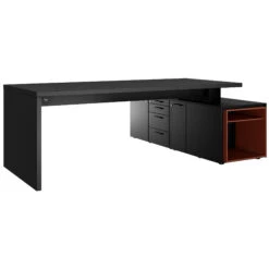 BRALCO SILE Schreibtisch Mit Lowboard | 2300 X 1700 Mm, Schwarz -Möbel Pro Verkauf Chef Schreibtisch mit Lowboard BRALCO SILE 230 x 170 cm Kabelfuehrung Sideboard Konsole Schwarz Designertisch Cheftisch Sideboard Konsole Seitenkonsole 40