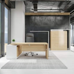 AVION Chefbüro Set - Inklusive Montageservice | Afrikanische Eiche -Möbel Pro Verkauf Chefbuero AVION Afrikanische Eiche Komplett Buero Set Komplettset