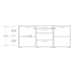 BRALCO JET EVO Chefschreibtisch | Glas-Tischplatte, Integriertes Lowboard, Schwarz -Möbel Pro Verkauf Chefschreibtisch BRALCO JET EVO Groesse waehlbar Integriertes Lowboard BxTxH 169 x 56 8 x 54 6 cm Acryl Saeulenbeine Tischplatte aus gehaertetem Glas Made in Italy Schwarz 2