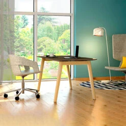 TWIST&SIT Drehstuhl | Rollbar, Höhenverstellbar, Wollbezug VELITO