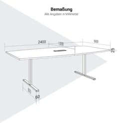 T-EASY Konferenztisch | 2400 X 1200 Mm (6 - 10 Personen), Bootsform, Elektrifiziert, Nussbaum -Möbel Pro Verkauf EASY Konferenztisch 240 x 120 cm Bootsform Nussbaum Elektrifizierung Besprechungstisch 24
