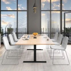 T-EASY Konferenztisch | 2400 X 1200 Mm (10 - 12 Personen), Elektrifiziert, Bernsteineiche