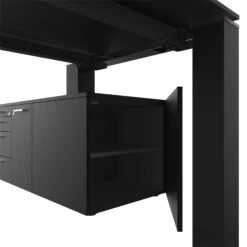 BRALCO JET EVO Chefschreibtisch | Glas-Tischplatte, Integriertes Lowboard, Schwarz -Möbel Pro Verkauf Extravaganter Chefschreibtisch BRALCO JET EVO Groesse waehlbar Integriertes Lowboard BxTxH 169 x 56 8 x 54 6 cm Acryl Saeulenbeine Tischplatte aus gehaertetem Glas Made in Ital 6