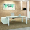 BRALCO JET EVO Chefschreibtisch | Glas-Tischplatte, Integriertes Lowboard, Weiß -Möbel Pro Verkauf Extravaganter Chefschreibtisch BRALCO JET EVO Groesse waehlbar Integriertes Lowboard BxTxH 169 x 56 8 x 54 6 cm Acryl Saeulenbeine Tischplatte aus gehaertetem Glas Made in Ital 9 1