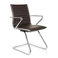 VIII Besucherstuhl | Freischwinger, Kunstleder, Braun