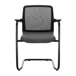 WIND Freischwinger | Netzrücken, Stapelbar, Polyesterbezug BERTA -Möbel Pro Verkauf Freischwinger WIND schwarzer Netzruecken Kunststoff Armlehnen und Rahmen in schwarz Polyesterbezug BERTA 3